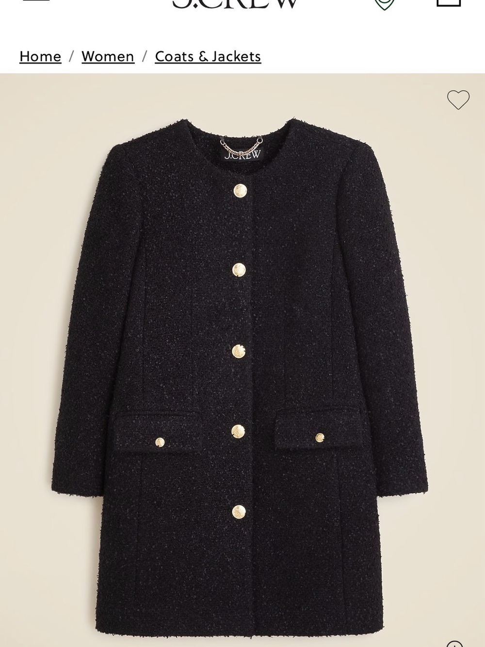 J. Crew Cream Bouclé Single-Breasted Coat with Gold Buttons - Picture 6 of 6